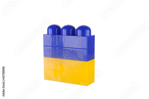 Flag of Ukraine made of toy building blocks