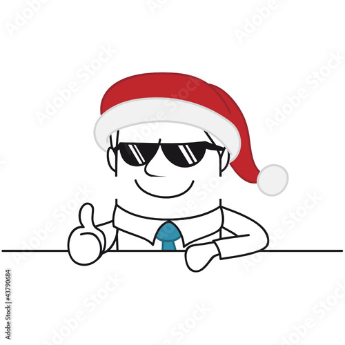 Geschäftsmann, Nikolausmütze, Daumen hoch, Sonnenbrille