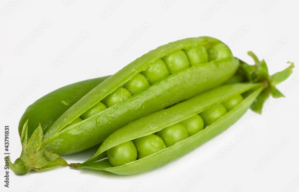 fresh green peas isolated on a white background fresh green peas isolated on a white background