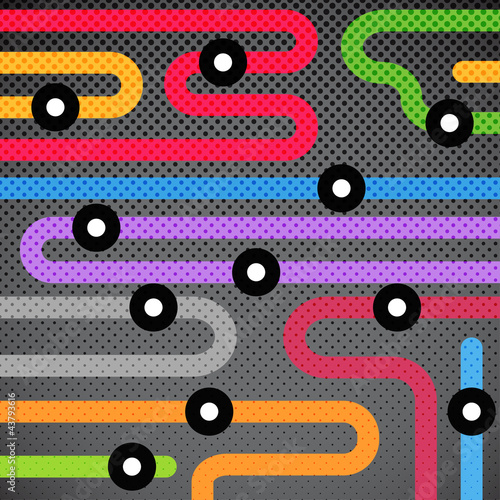 Abstract background of color metro lines with arrows