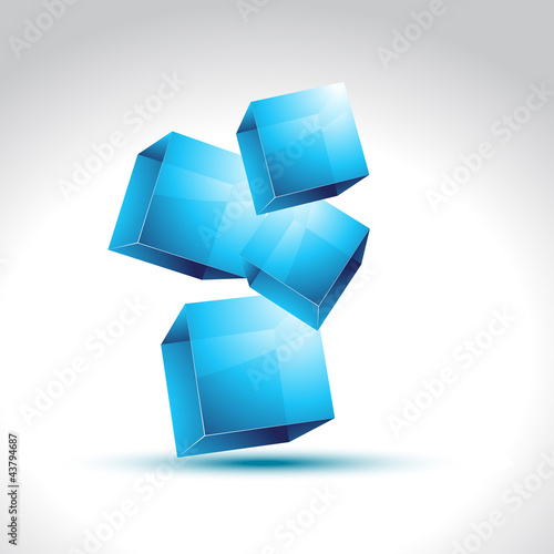 vector 3d style blue box