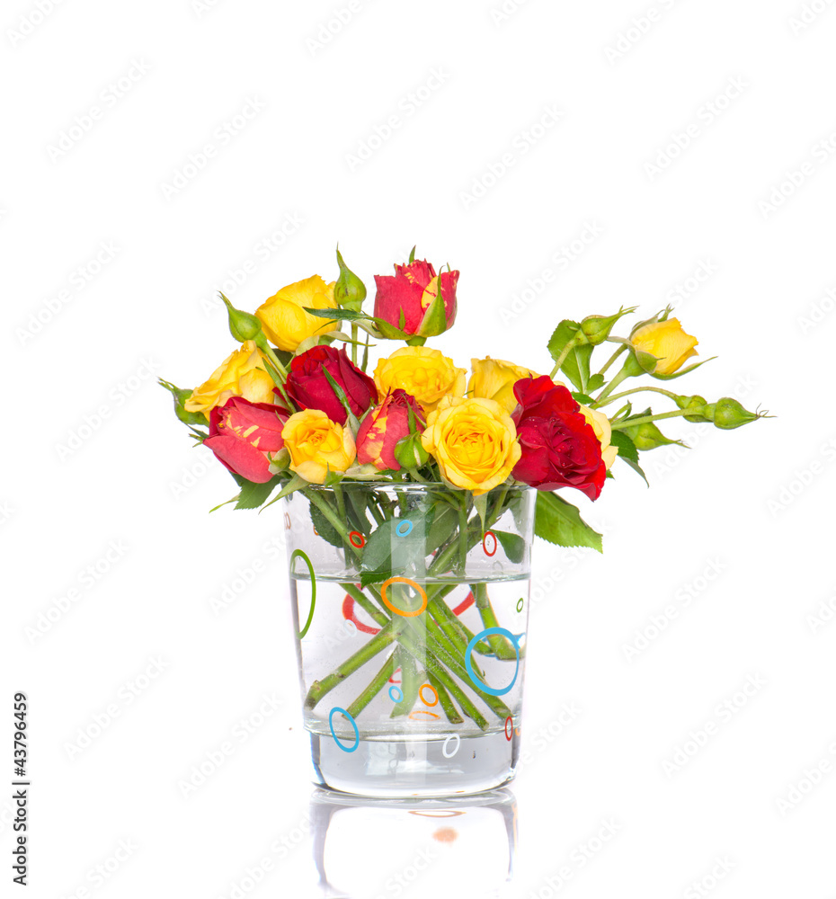 Fototapeta premium bouquet of red and yellow roses