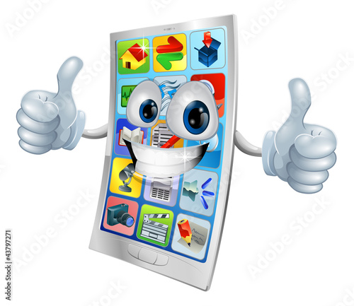 Smiling mobile phone mascot