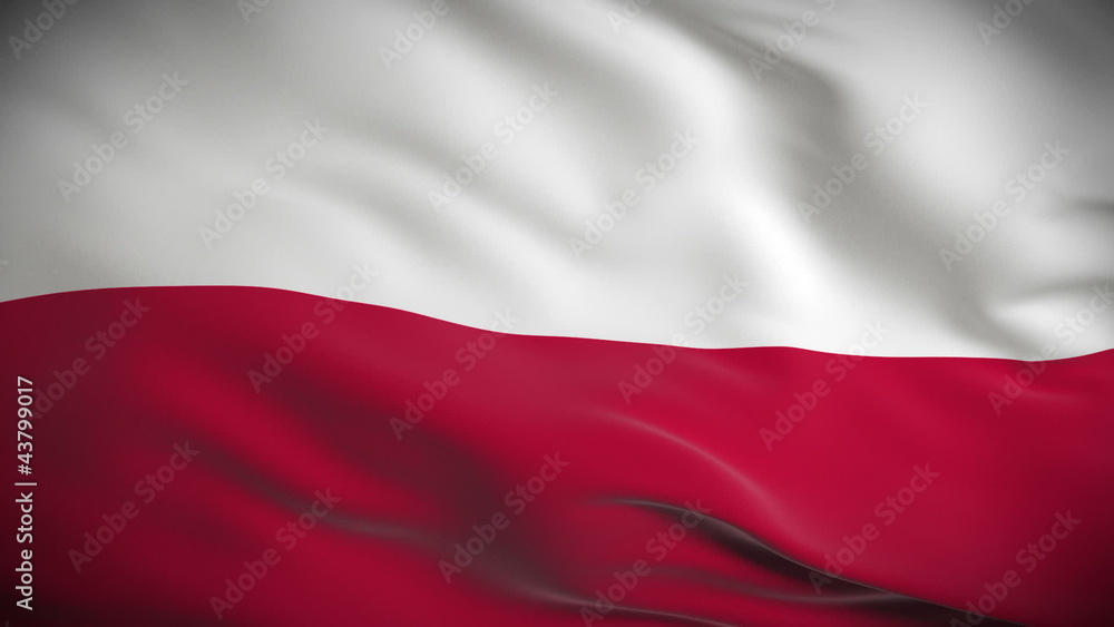 Highly detailed flag of Poland ripples in the wind. Looped Highly detailed flag of Poland ripples in the wind. Looped