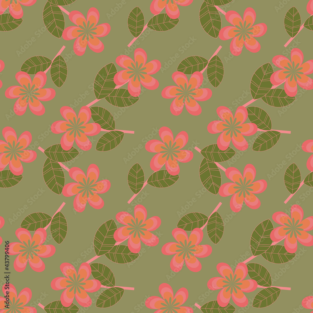 Fototapeta premium Pink seamless flowers pattern
