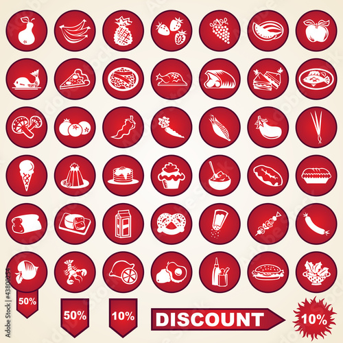 Food icons vector, set of most popular various fruits