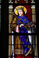 Deken met foto Glas in lood Sint-Lodewijk kathedraal van Blois glas-in-lood  © Serge