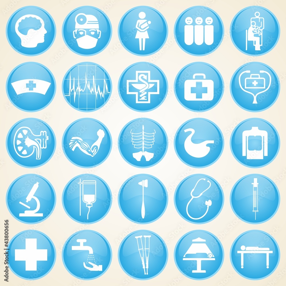 Medical icons, set of design elements, clinical hospital, organs