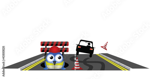 Car skidding to avoid road works