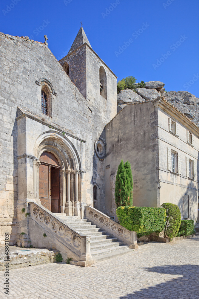 Church in Les Baux de Provence ancient medieval village. France