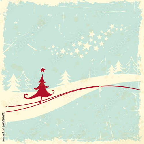 christmas tree in winter landscape