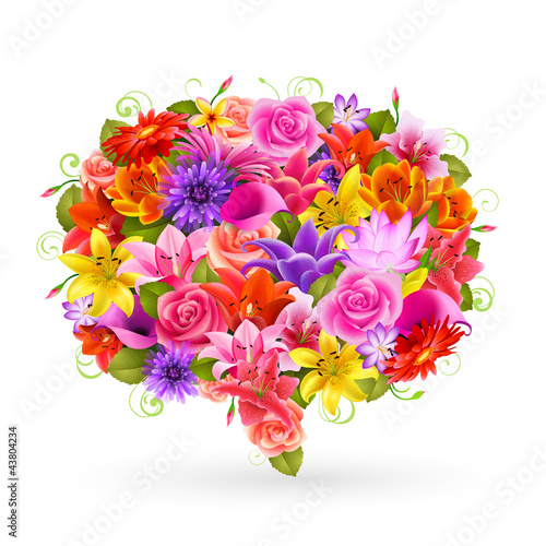 Summer Sale bubble, Colorful flowers.