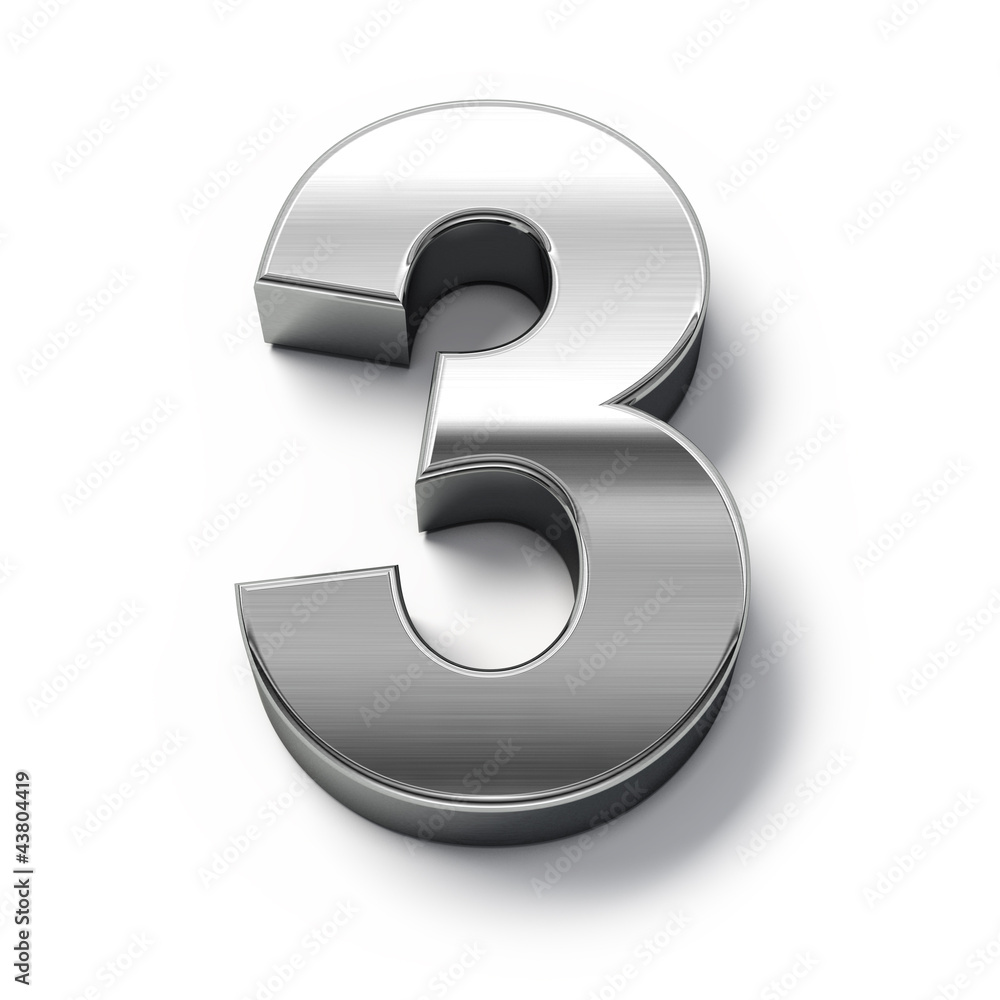 3d Metal numbers - number 3. Stock Illustration