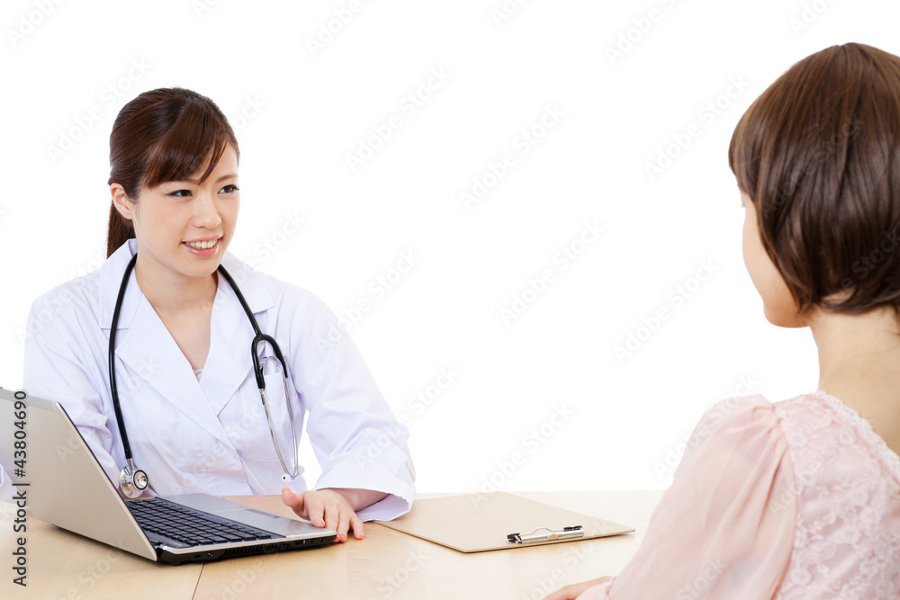 Beautiful young hospital staff. Portrait of asian.