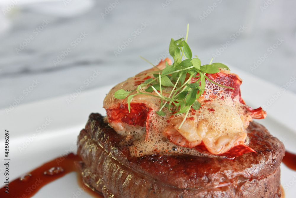 Pan roasted beef tenderloin, lobster medallion Stock Photo Adobe Stock