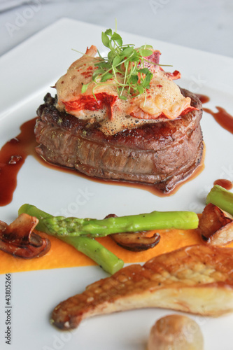Pan roasted beef tenderloin, lobster medallion