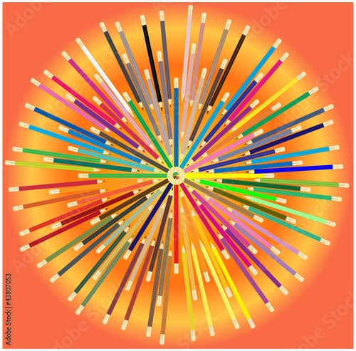 Color pencils in circle.