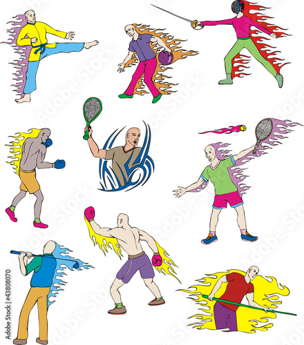 Miscellaneous Sportsmen with flames