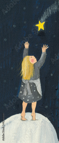 Photos Little match girl and shooting star from H. C. Andersen story