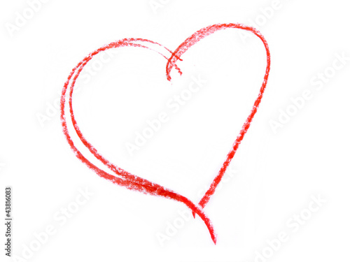 red crayon heart contour photo
