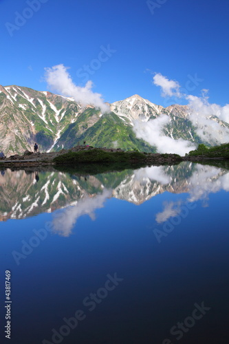 Happo-ike pond and Mt. Shiroumadake in Japan photo