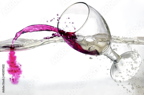 falling a glass of red wine