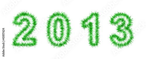 green tinsel forming 2013 year number