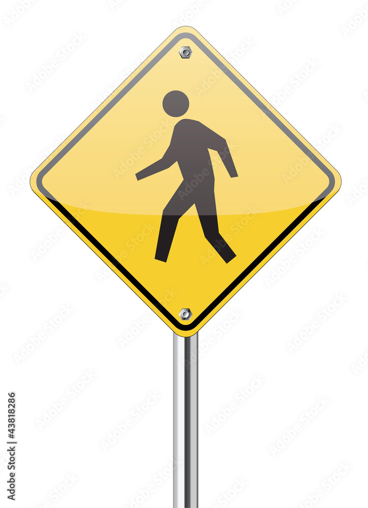 Man walking yellow sign Man walking yellow sign