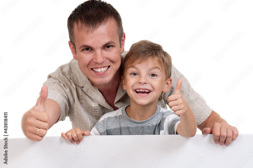 Happy dad and son