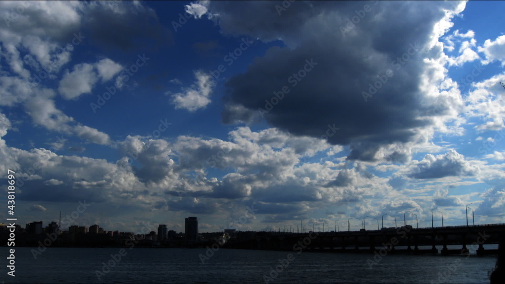 Cityscape with running clouds in city Dnepropetrovsk timelapse Cityscape with running clouds in city Dnepropetrovsk timelapse