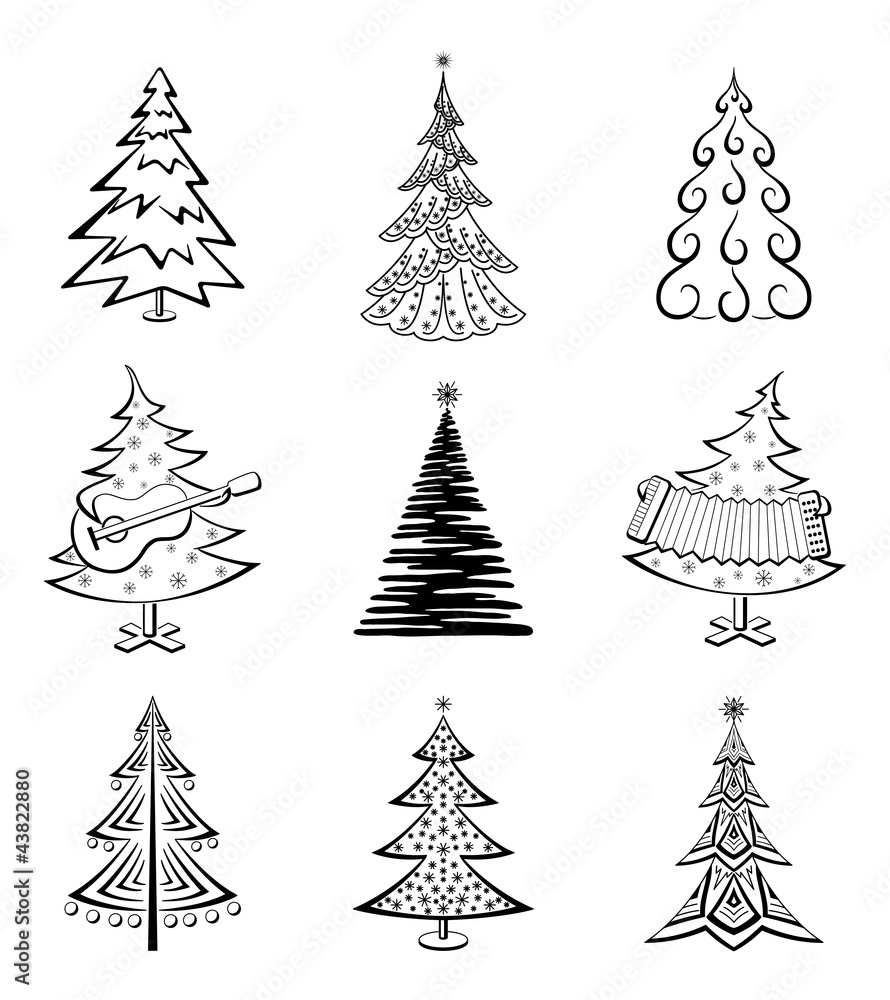 Obraz premium Christmas trees, set