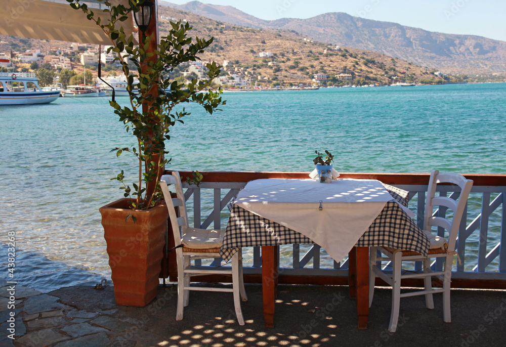 Beautiful outdoor restaurant (Crete, Greece)