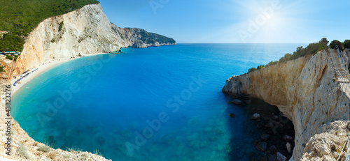 Porto Katsiki beach summer sunshine panorama (Lefkada, Greece)