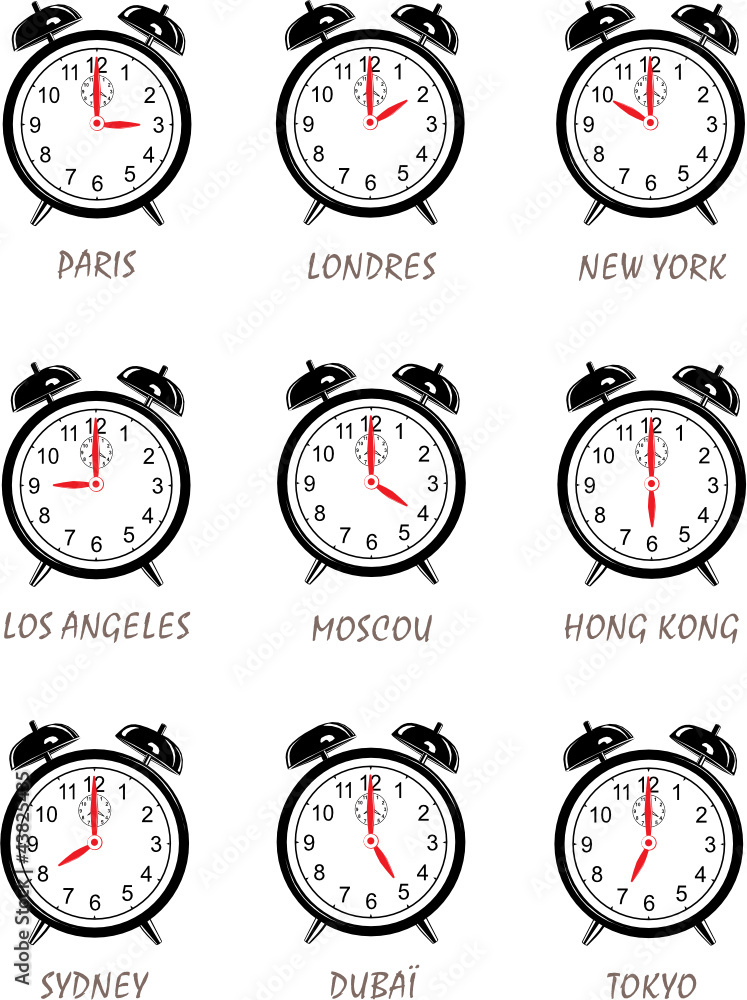 DECALAGE HORAIRE Stock Vector Adobe Stock