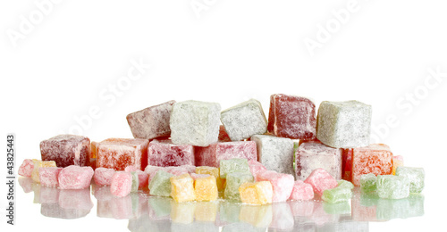 Canvas Print tasty pieces of turkish delight isolated on white