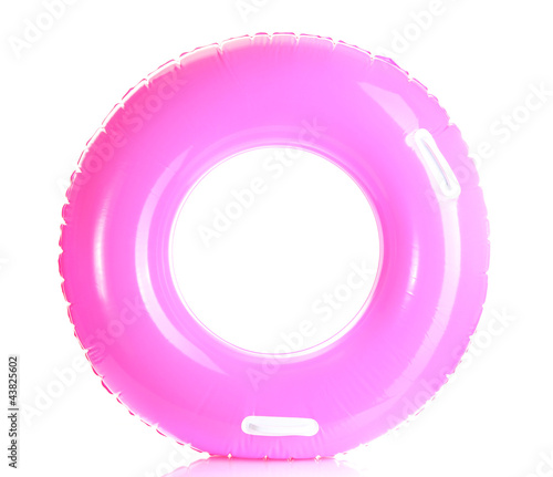 pink life ring isolated on white