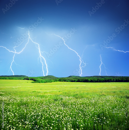 Lightning in meadow
