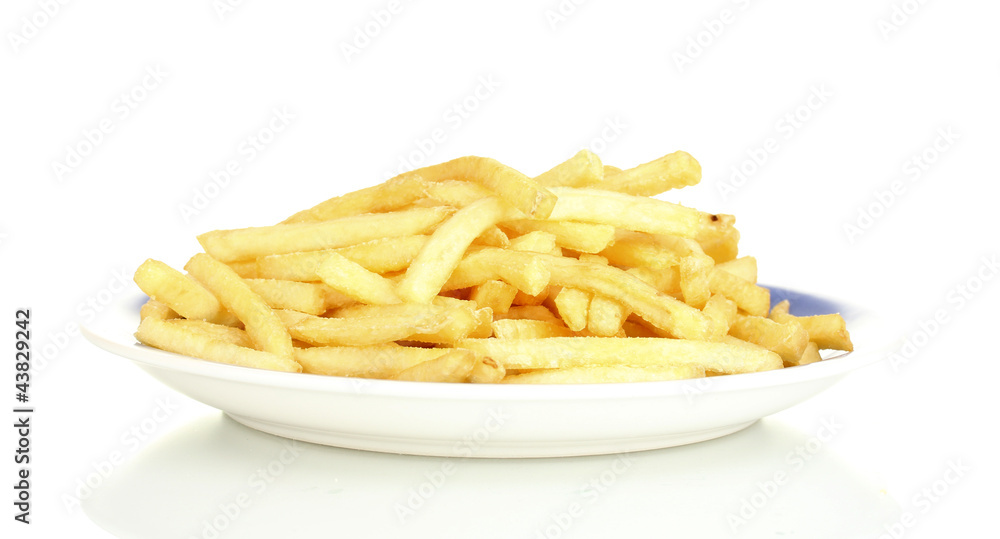 Potatoes fries in the plate isolated on white Potatoes fries in the plate isolated on white
