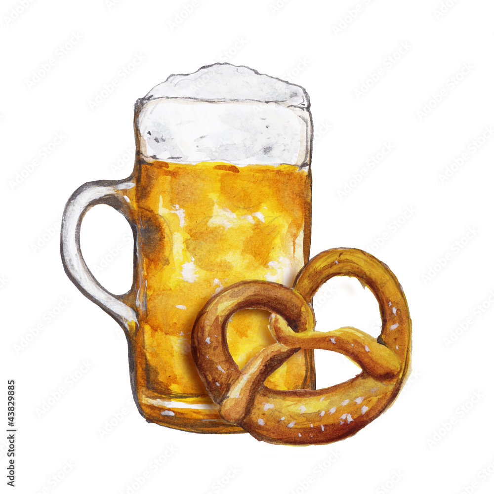 Bier und Brezel Stock-Illustration | Adobe Stock