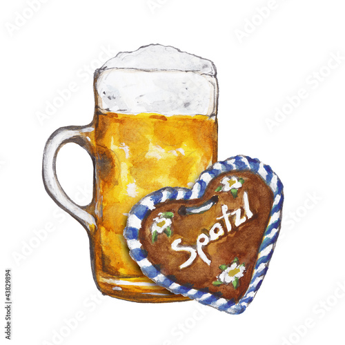 Maßkrug und Lebkuchenherz