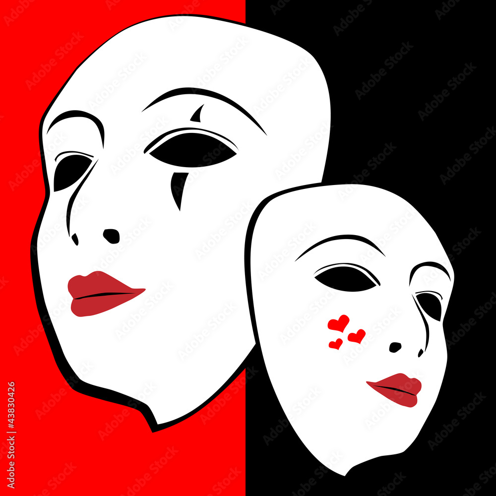 Masks on red-black background Masks on red-black background