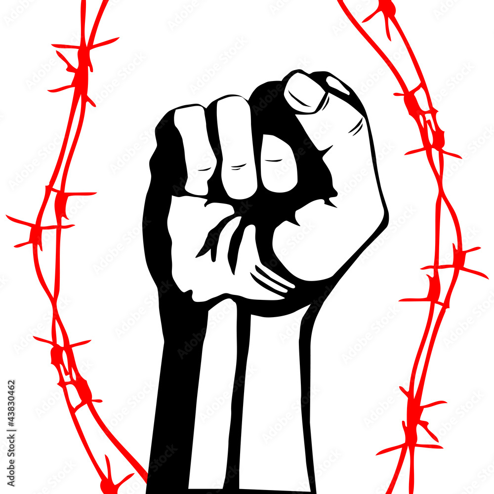 Fist and barbed wire Stock Vector | Adobe Stock