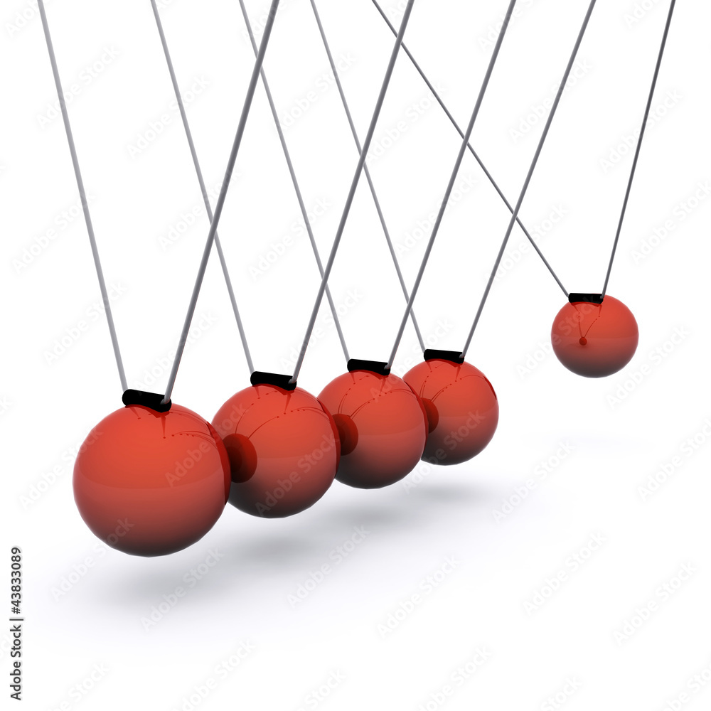 3D rendered newton Cradle balls isolated on white background 3D rendered newton Cradle balls isolated on white background
