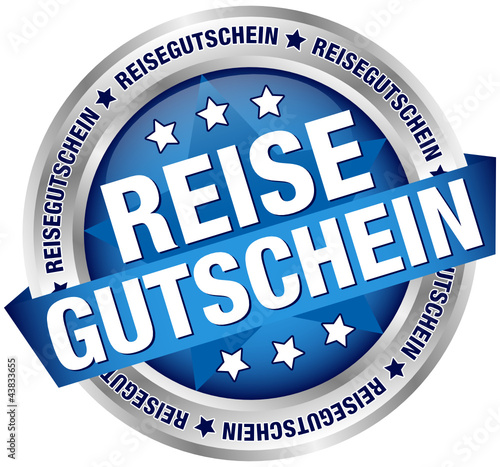 Button Banner "Reisegutschein" blau/silber