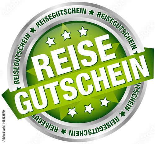 Button Banner "Reisegutschein" grün/silber