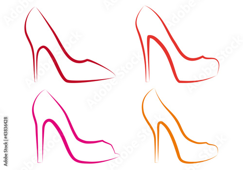 Slika na platnu high heel shoes, vector set