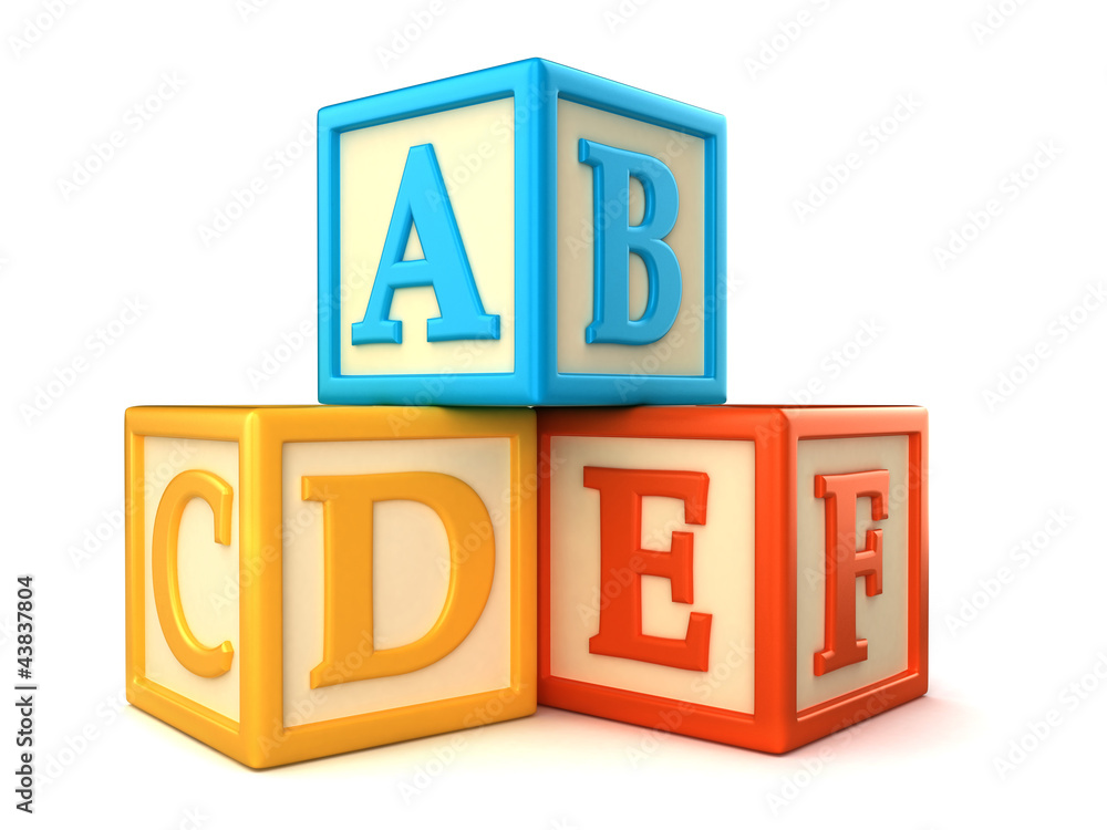 ABC building blocks on white background ABC building blocks on white background