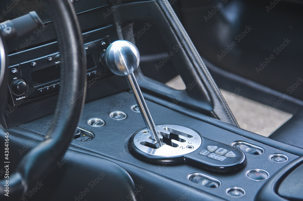 Gear shift lever in exotic Italian sportscar Gear shift lever in exotic Italian sportscar