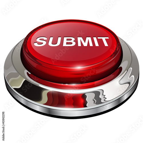Submit button, 3d red glossy metallic icon