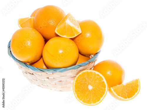 Basket with Oranges on white